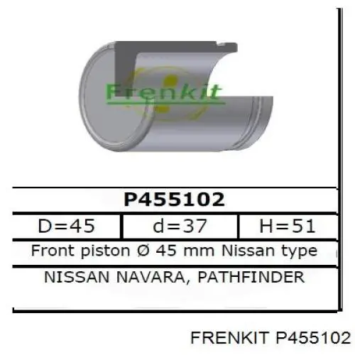 P455102 Frenkit émbolo, pinza del freno delantera