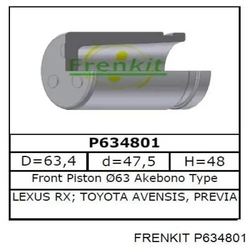 Pistón, pinza de freno delantero para Toyota Avensis (LCM)