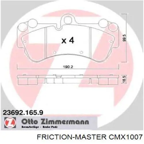 Pastillas de freno CMX1007 Friction Master