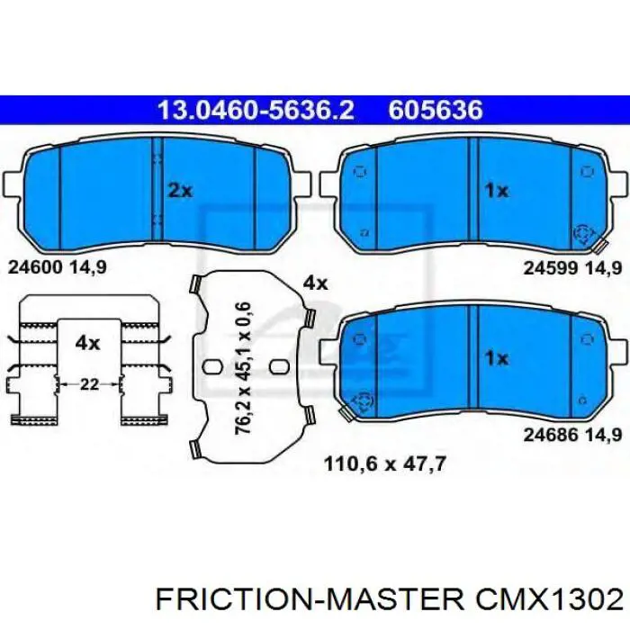 CMX1302 Friction Master pastillas de freno traseras