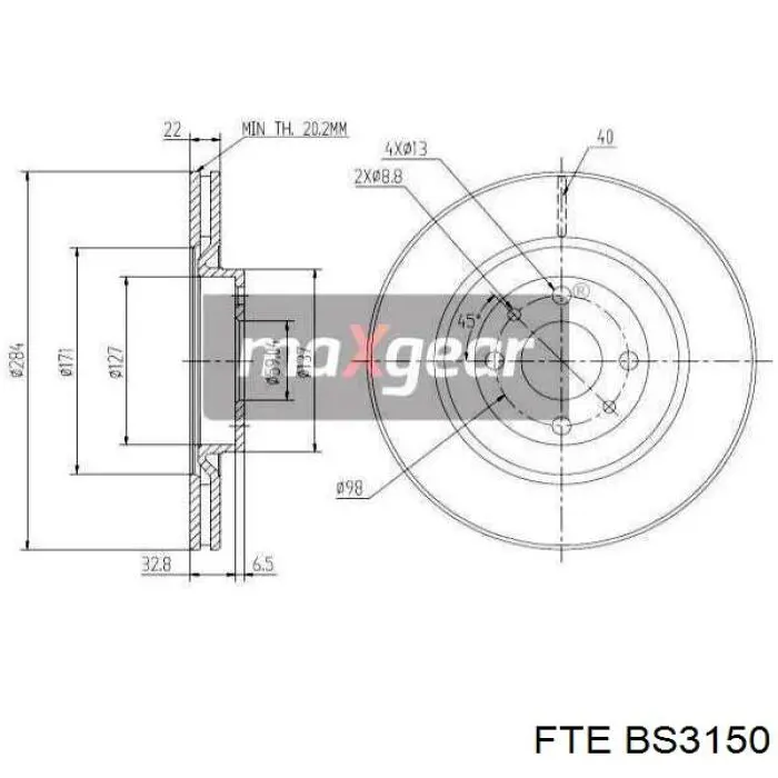 Freno de disco delantero Seat 600