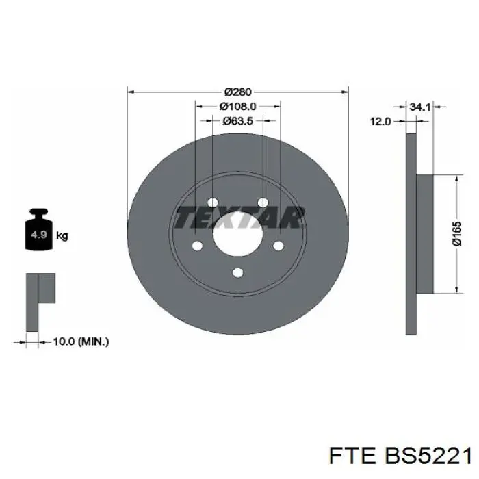 Disco de freno trasero Jaguar X-type CF1