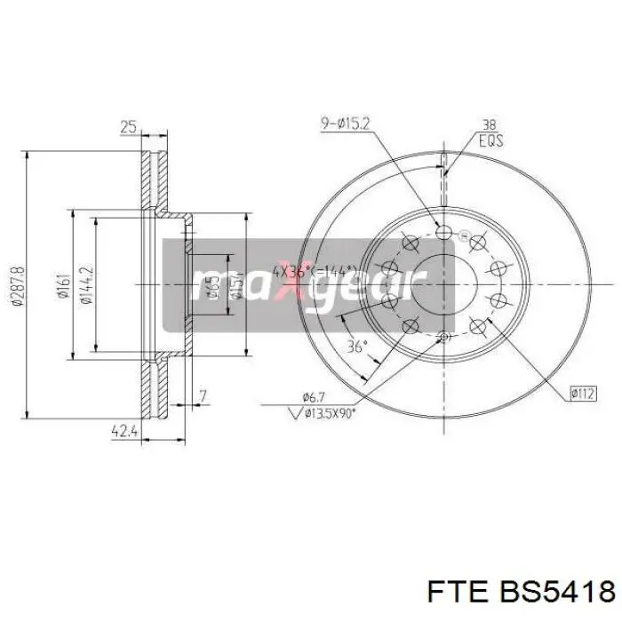 Freno de disco delantero Volkswagen Caddy 2 9K9