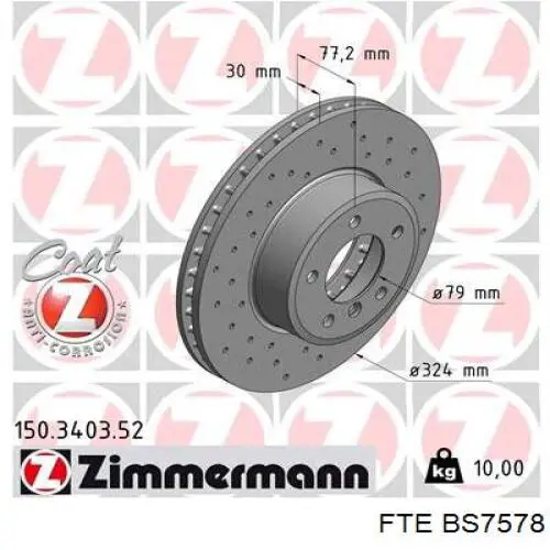 Disco de freno trasero FTE BS7578 precio, desde 52,20 EUR