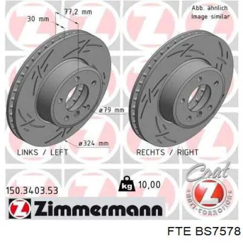 Comprar BS7578 FTE Disco de freno trasero