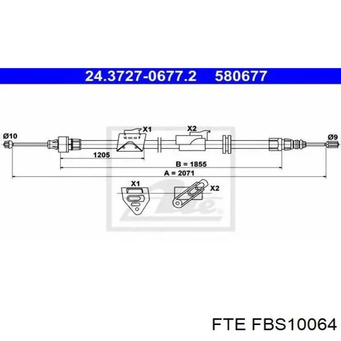 FBS10064 FTE cable de freno de mano trasero izquierdo