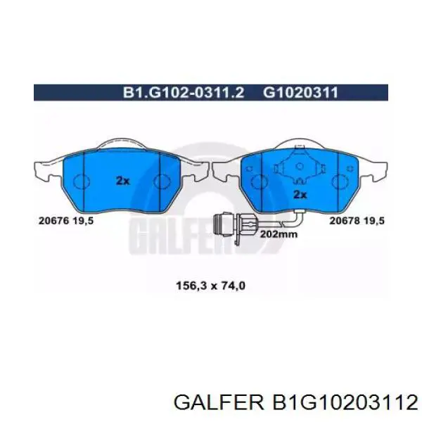 B1G10203112 Galfer pastillas de freno delanteras