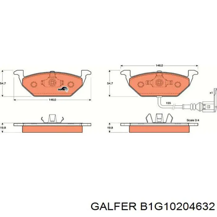 B1G10204632 Galfer pastillas de freno delanteras