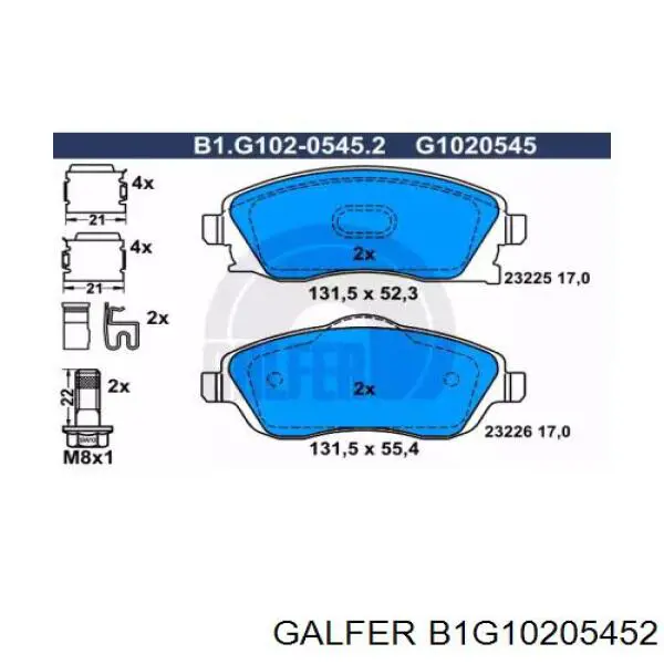 B1G10205452 Galfer pastillas de freno delanteras