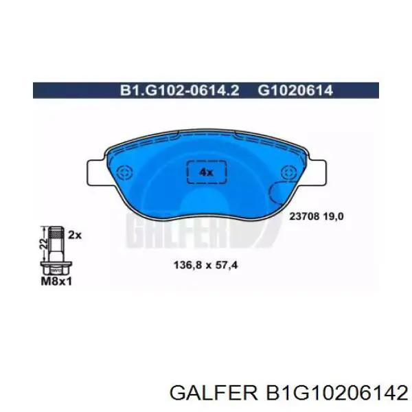 B1G10206142 Galfer pastillas de freno delanteras