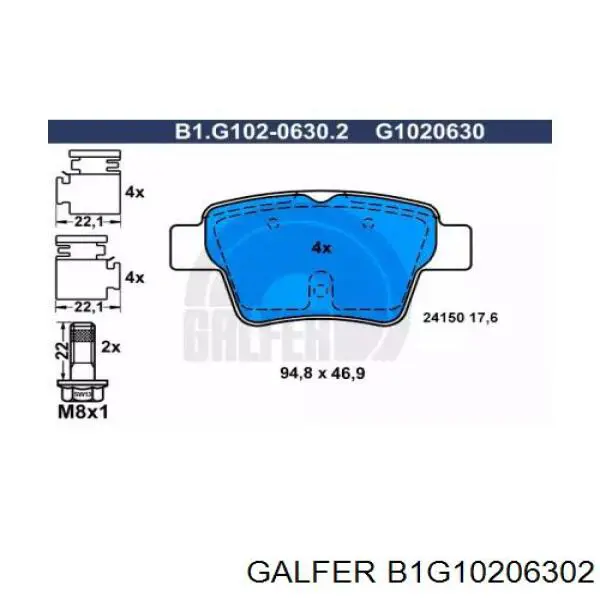 B1G10206302 Galfer pastillas de freno traseras