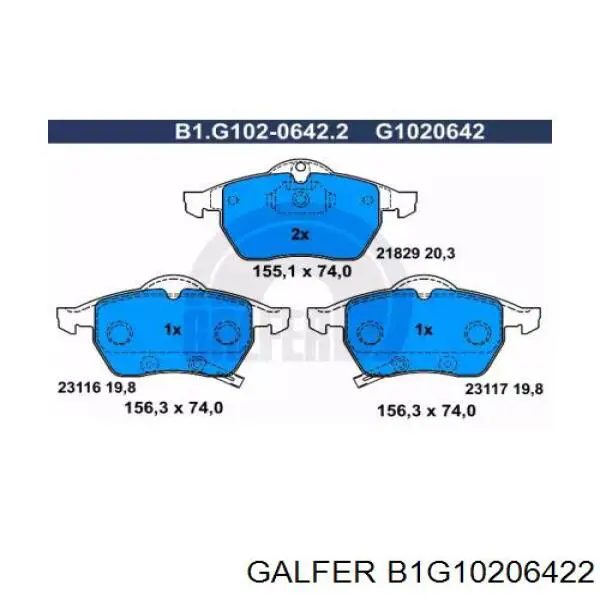 B1G10206422 Galfer pastillas de freno delanteras