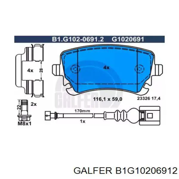 B1G10206912 Galfer pastillas de freno traseras