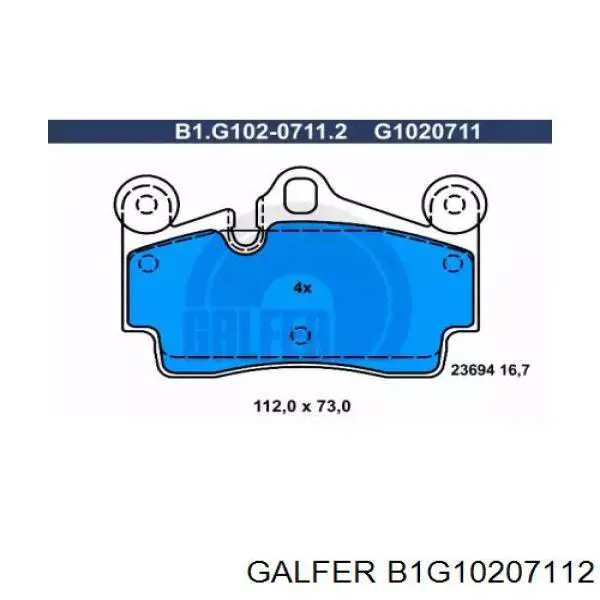 B1G10207112 Galfer pastillas de freno traseras