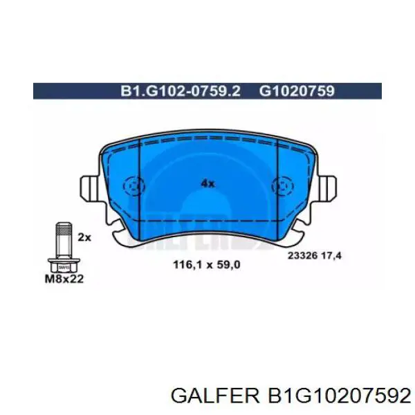 B1G10207592 Galfer pastillas de freno traseras