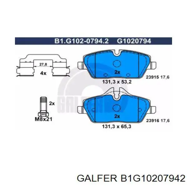 B1G10207942 Galfer pastillas de freno delanteras