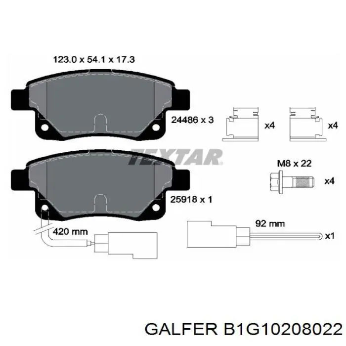 B1G10208022 Galfer pastillas de freno traseras