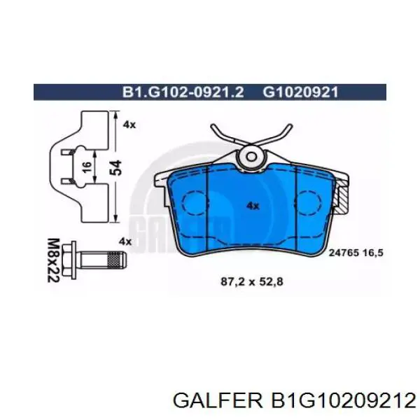 B1G10209212 Galfer pastillas de freno traseras