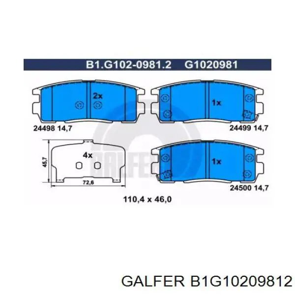 B1G10209812 Galfer pastillas de freno traseras