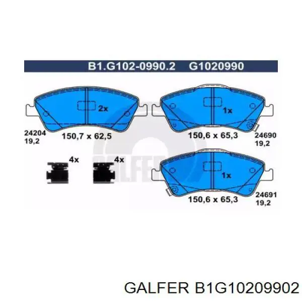 B1G10209902 Galfer pastillas de freno delanteras