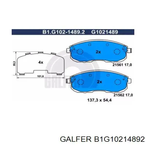 B1G10214892 Galfer pastillas de freno delanteras