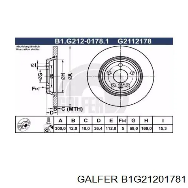 B1G21201781 Galfer disco de freno trasero