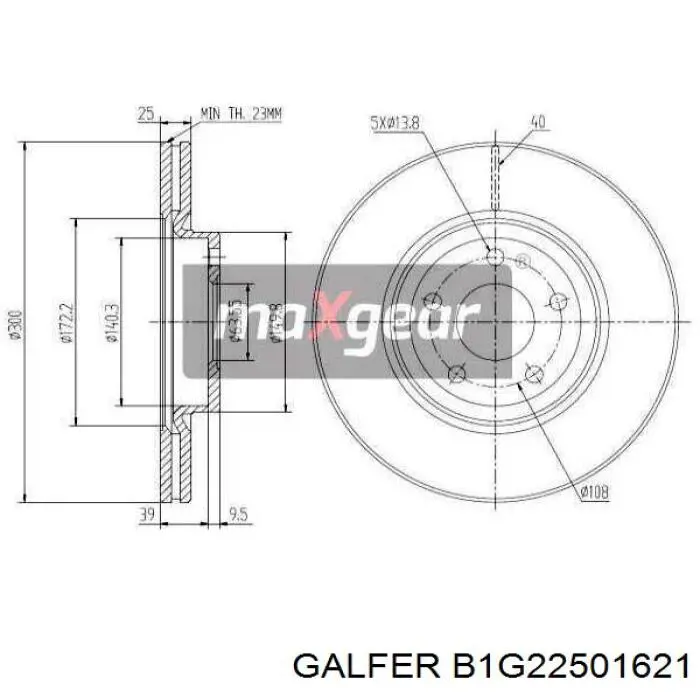 Freno de disco delantero Volvo V40 525, 526