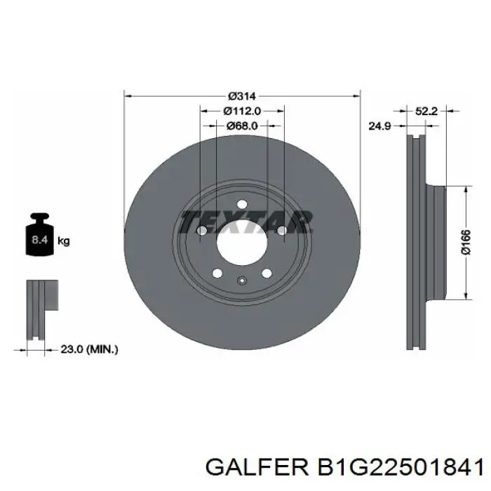 B1G22501841 Galfer freno de disco delantero