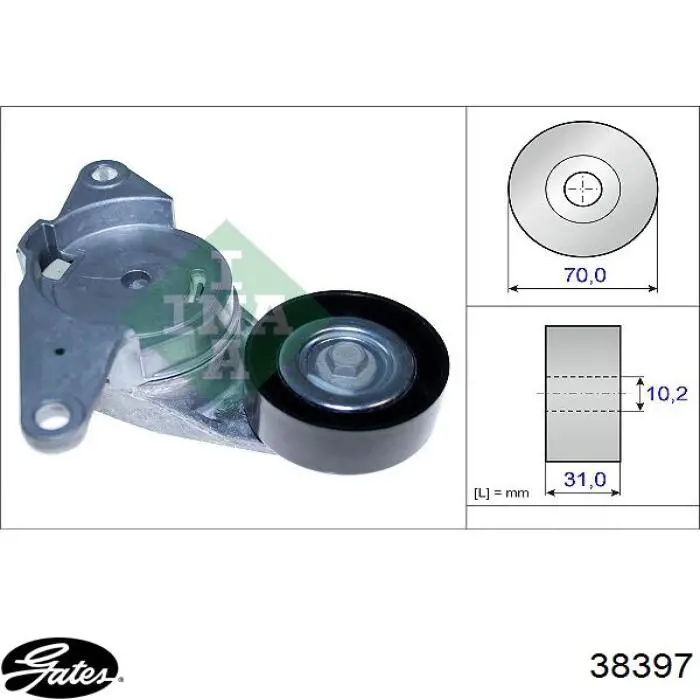 38397 Gates tensor de correa, correa poli v