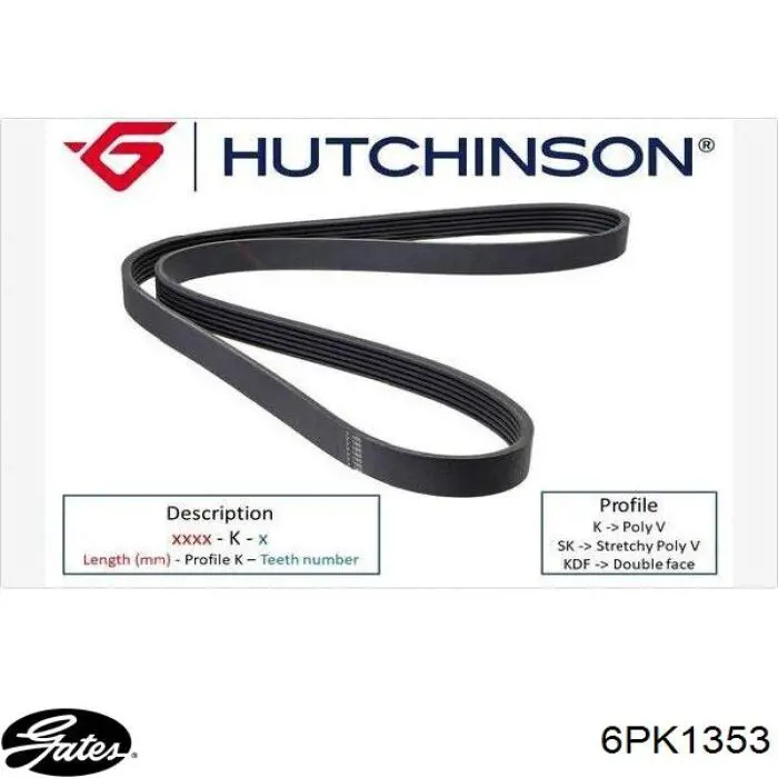 Correa accesorios Gates 6PK1353