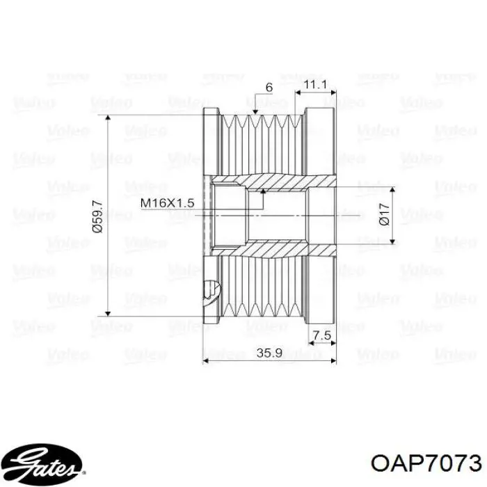 Polea de alternador Hyundai/Kia 3732227010