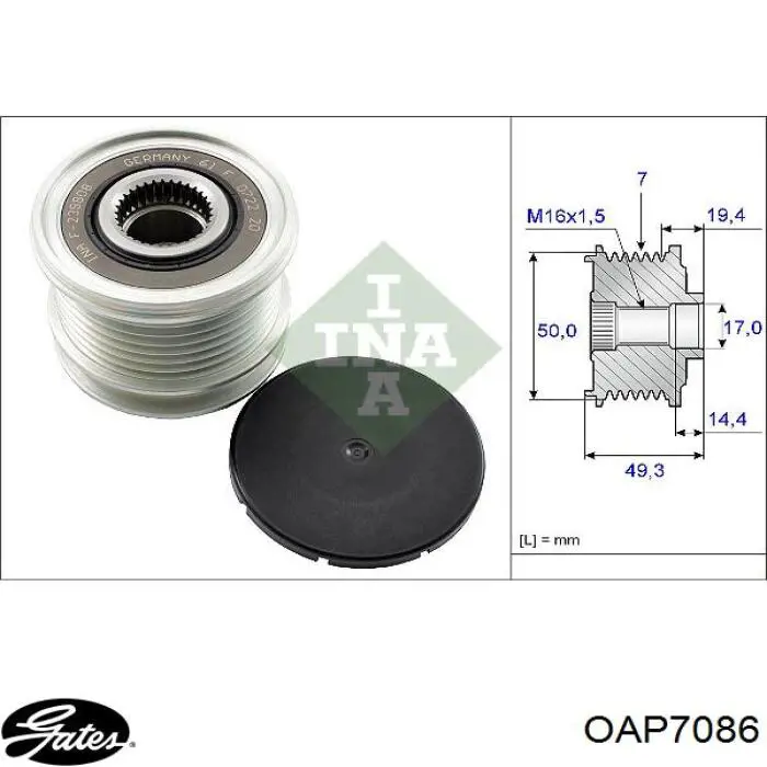 Polea alternador A6421500660 Mercedes