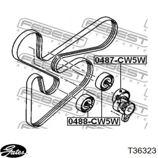 Polea inversión / guía, correa poli V 4883411AA Chrysler
