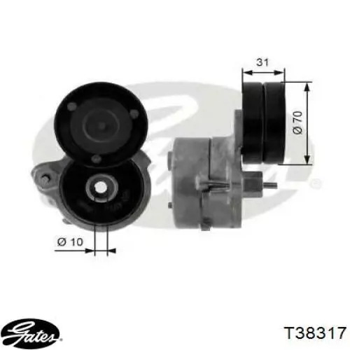 Tensor de la correa trapecial poli v Gates T38317