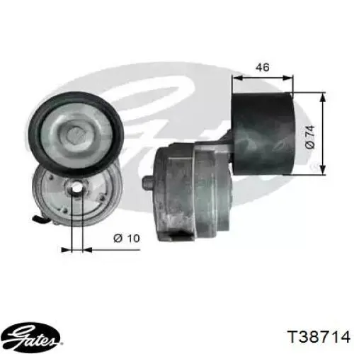 T38714 Gates tensor de correa, correa poli v