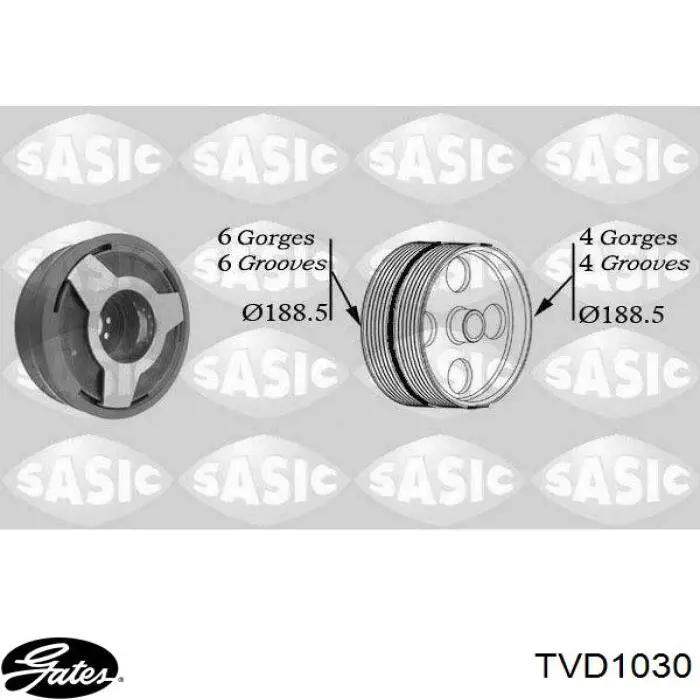 Polea del cigüeñal Gates TVD1030 precio, desde 129,52 EUR