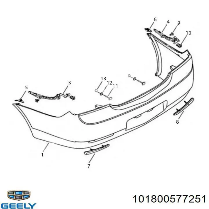 101800577251 Geely parachoques trasero