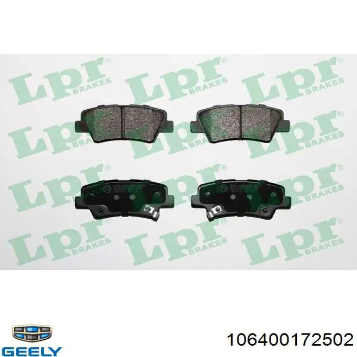 Pastillas de freno traseras 106400172502 Geely