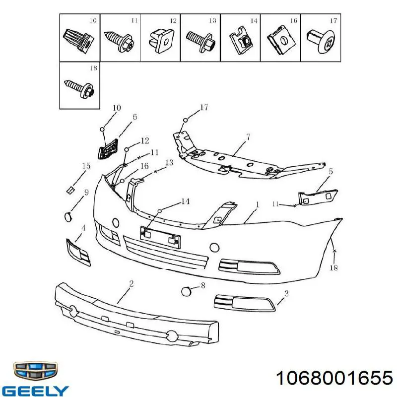 1068001655 Geely soporte de parachoques delantero izquierdo