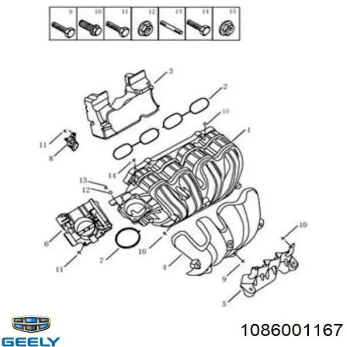 1086001167 Geely sensor de presion del colector de admision