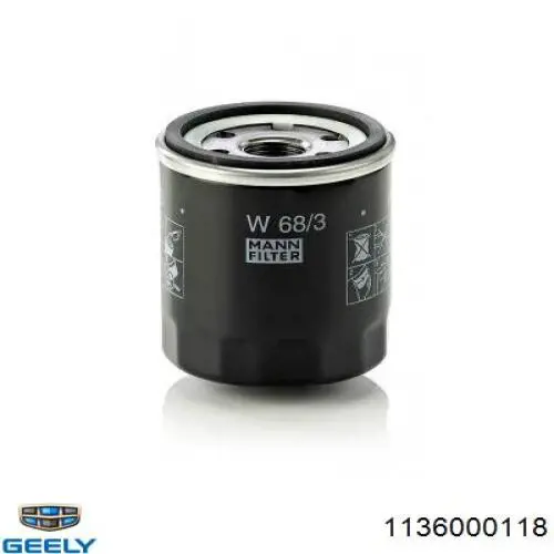 1136000118 Geely Filtro aceite
