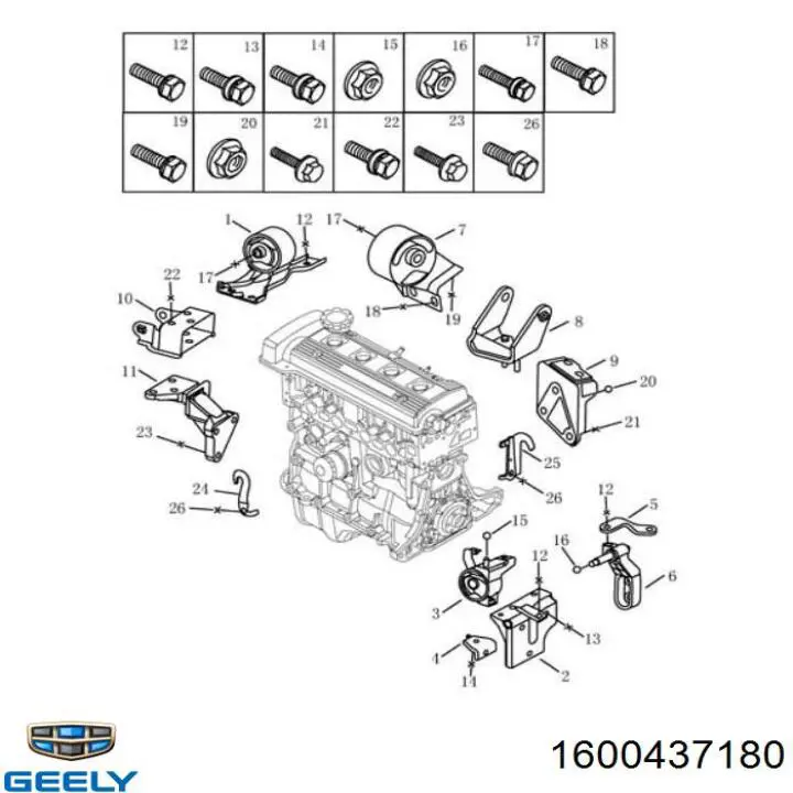 Soportes de motor trasero Geely 1600437180 precio, desde 20,98 EUR