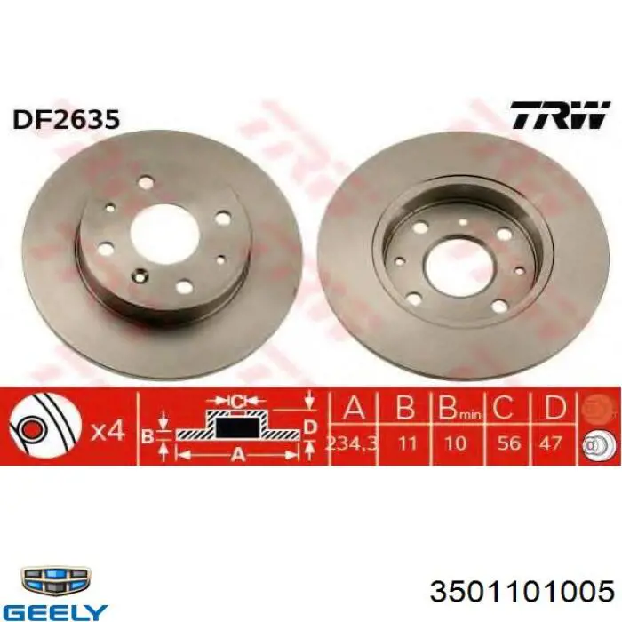 Comprar 3501101005 Geely Disco de freno delantero