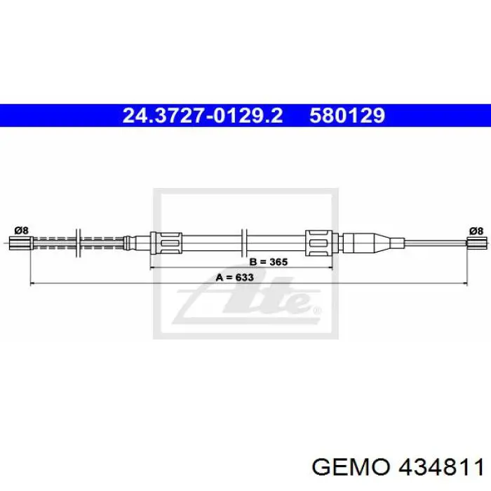 434811 Gemo cable de freno de mano trasero derecho/izquierdo