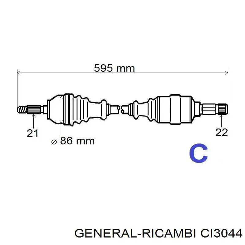 CI3044 General Ricambi árbol de transmisión delantero izquierdo