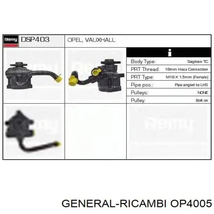 OP4005 General Ricambi cremallera de dirección