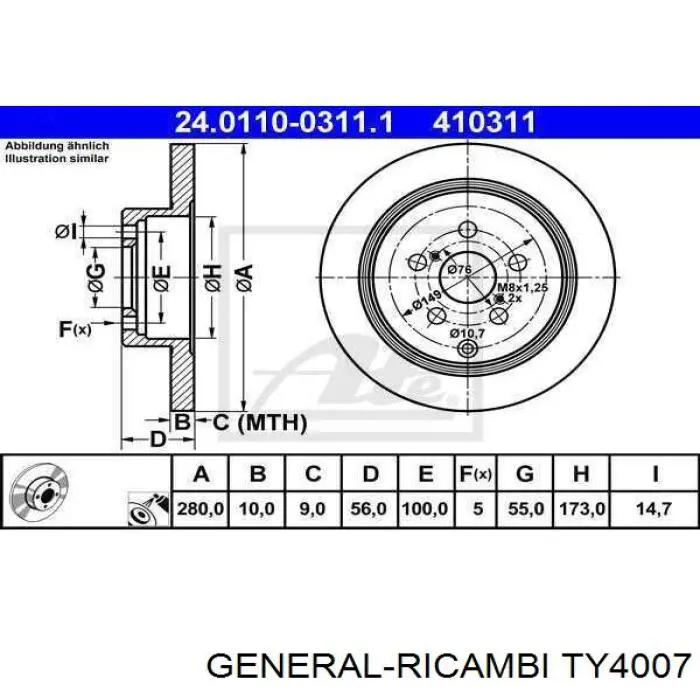 TY4007 General Ricambi cremallera de dirección