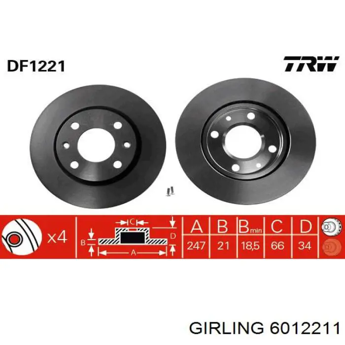 Freno de disco delantero Peugeot 205 1 741A, C