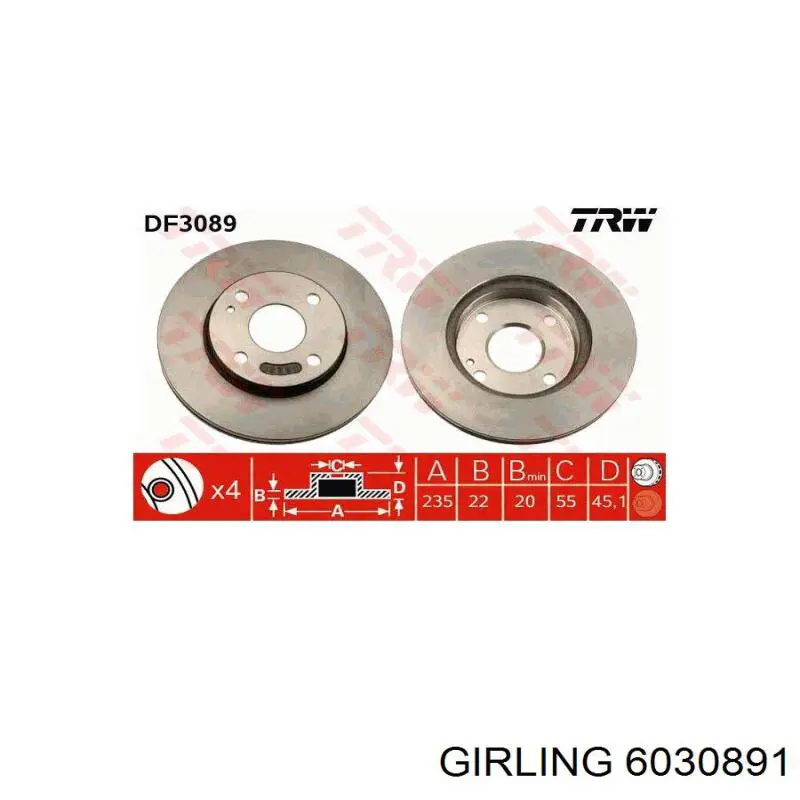 Freno de disco delantero Mazda 323 BG