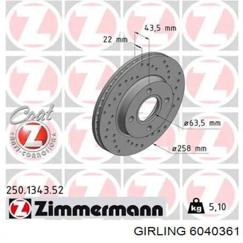 Comprar 6040361 Girling Freno de disco delantero